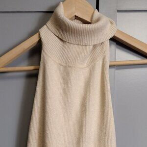 GAP Stretch Gold Shimmer Open Back Turtleneck Top XL